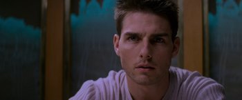 Movie still from “Mission: Impossible” (1996), directed by Brian De Palma – A man's face in a sweater; Close Up shot, Low angle