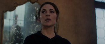 Movie still from “Mission: Impossible - Dead Reckoning Part One” (2023), directed by Christopher McQuarrie – A person looking up at the sky; Close Up shot, Over the shoulder angle