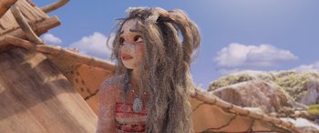Movie still from “Moana” (2016), directed by Chris Williams – A doll's face with long hair; Close Up shot, High angle