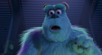 Movie still from “Monsters, Inc.” (2001), directed by Pete Docter – A character from monsters , inc; Close Up shot, Low angle