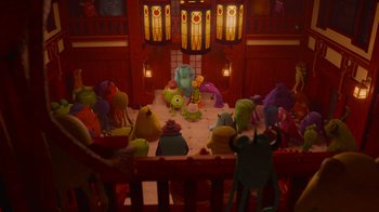 Movie still from “Monsters University” (2013), directed by Dan Scanlon – A room filled with lots and lots of toys; Extreme Wide shot, High angle