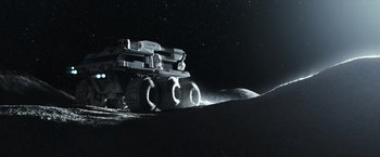 Movie still from “Moon” (2009), directed by Duncan Jones – An image of an alien space vehicle on the moon; Extreme Wide shot, Low angle