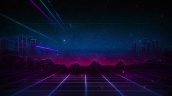 Movie still from “Mortal Kombat Legends: Cage Match” (2023), directed by Ethan Spaulding – An image of an 8 0's style background; Extreme Wide shot, Low angle