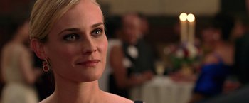 Movie still from “National Treasure” (2004), directed by Jon Turteltaub – A woman's face in front of a group of people; Close Up shot, Over the shoulder angle