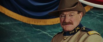 Movie still from “Night at the Museum: Battle of the Smithsonian” (2009), directed by Shawn Levy – An older man in a uniform and a hat; Close Up shot, Low angle