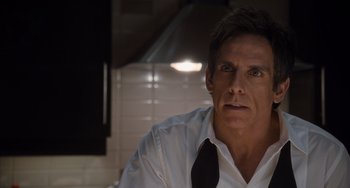 Movie still from “Night at the Museum: Secret of the Tomb” (2014), directed by Shawn Levy – A person wearing a shirt and a tie; Close Up shot, Over the shoulder angle