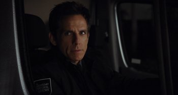 Movie still from “Night at the Museum: Secret of the Tomb” (2014), directed by Shawn Levy – A person sitting in a car; Close Up shot, Over the shoulder angle