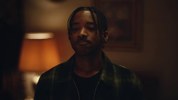 Movie still from “Euphoria” (2019), created by Sam Levinson – A person wearing a jacket; Close Up shot, Low angle