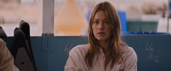 Movie still from “No Limit” (2022), directed by David M. Rosenthal – A person with long hair; Close Up shot, Low angle