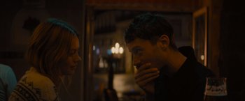 Movie still from “No Limit” (2022), directed by David M. Rosenthal – A man and a woman looking at each other; Close Up shot, Over the shoulder angle