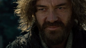 Movie still from “Noah” (2014), directed by Darren Aronofsky – A person with a beard; Close Up shot, Over the shoulder angle