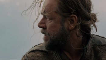 Movie still from “Noah” (2014), directed by Darren Aronofsky – A person with a beard; Close Up shot, Low angle