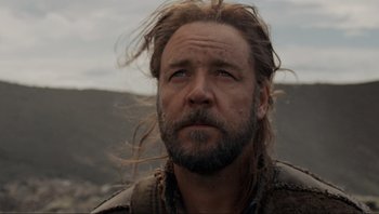 Movie still from “Noah” (2014), directed by Darren Aronofsky – A person with long hair; Close Up shot, Low angle