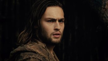 Movie still from “Noah” (2014), directed by Darren Aronofsky – A person with long hair; Close Up shot, Low angle