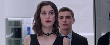 Movie still from “Now You See Me 2” (2016), directed by Jon M. Chu – A man and a woman standing next to each other; Close Up shot, Low angle