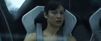 Movie still from “Oblivion” (2013), directed by Joseph Kosinski – A person in a chair; Close Up shot, High angle