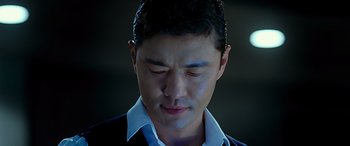 Movie still from “Olympus Has Fallen” (2013), directed by Antoine Fuqua – A person with his eyes closed; Close Up shot, Low angle