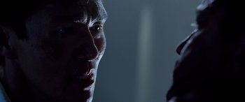 Movie still from “Olympus Has Fallen” (2013), directed by Antoine Fuqua – A man's face in the dark; Extreme Close Up shot, Low angle