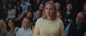 Movie still from “On the Come Up” (2022), directed by Sanaa Lathan – A woman standing in front of a group of people; Close Up shot, Over the shoulder angle