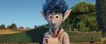 Movie still from “Onward” (2020), directed by Dan Scanlon – An image of an animated character holding a pen and paper; Medium shot, Over the shoulder angle