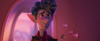 Movie still from “Onward” (2020), directed by Dan Scanlon – An image of an animated character; Close Up shot, Over the shoulder angle