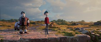 Movie still from “Onward” (2020), directed by Dan Scanlon – An animated character standing on a rocky hill; Wide shot, Low angle