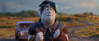 Movie still from “Onward” (2020), directed by Dan Scanlon – An image of an animated character from the movie onward; Close Up shot, Over the shoulder angle