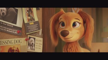A stuffed animal dog is standing in front of a wall