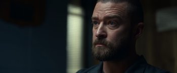 Movie still from “Palmer” (2021), directed by Fisher Stevens – A person with a beard; Close Up shot, Low angle