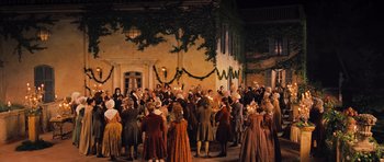 Movie still from “Perfume: The Story of a Murderer” (2006), directed by Tom Tykwer – A group of people dressed in period costumes; Extreme Wide shot, High angle