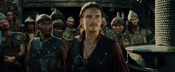 Movie still from “Pirates of the Caribbean: At World's End” (2007), directed by Gore Verbinski – A group of men standing next to each other; Close Up shot, Low angle