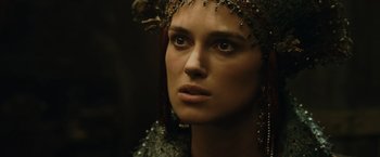 Movie still from “Pirates of the Caribbean: At World's End” (2007), directed by Gore Verbinski – A person wearing a costume; Close Up shot, Over the shoulder angle