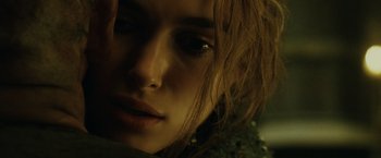 Movie still from “Pirates of the Caribbean: At World's End” (2007), directed by Gore Verbinski – A woman's face with long hair; Extreme Close Up shot, Over the shoulder angle