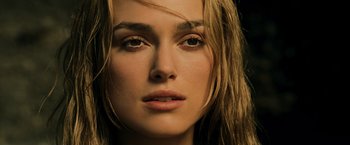 Movie still from “Pirates of the Caribbean: At World's End” (2007), directed by Gore Verbinski – A woman's face with long blonde hair; Close Up shot, Overhead angle
