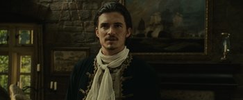Movie still from “Pirates of the Caribbean: Dead Man's Chest” (2006), directed by Gore Verbinski – A man with a long hair and a beard; Close Up shot, Low angle