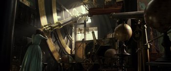 Movie still from “Pirates of the Caribbean: Dead Men Tell No Tales” (2017), directed by Espen Sandberg – A room filled with lots of different types of objects; Extreme Wide shot, High angle