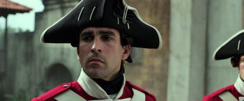 Movie still from “Pirates of the Caribbean: Dead Men Tell No Tales” (2017), directed by Espen Sandberg – A person wearing a hat; Close Up shot, Over the shoulder angle