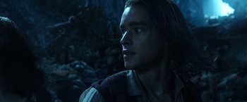 Movie still from “Pirates of the Caribbean: Dead Men Tell No Tales” (2017), directed by Espen Sandberg – A person with long brown hair; Close Up shot, Low angle