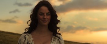 Movie still from “Pirates of the Caribbean: Dead Men Tell No Tales” (2017), directed by Espen Sandberg – A beautiful woman with long dark brown hair; Close Up shot, Low angle