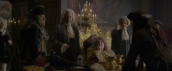 Movie still from “Pirates of the Caribbean: On Stranger Tides” (2011), directed by Rob Marshall – A man and a woman dressed in period costumes; Wide shot, Over the shoulder angle