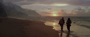 Movie still from “Pirates of the Caribbean: On Stranger Tides” (2011), directed by Rob Marshall – A person walking on the beach near the water; Extreme Wide shot, Low angle