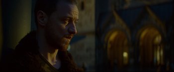 Movie still from “Atomic Blonde” (2017), directed by David Leitch – A person with a beard; Close Up shot, Over the shoulder angle