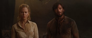 Movie still from “Australia” (2008), directed by Baz Luhrmann – A man and a woman standing next to each other; Medium shot, Low angle