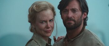 Movie still from “Australia” (2008), directed by Baz Luhrmann – Nicole kidman and hugh jackman in a scene from the movie the dressmaker; Close Up shot, Low angle