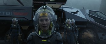 Movie still from “Prometheus” (2012), directed by Ridley Scott – Close Up shot, Over the shoulder angle