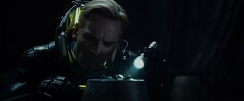 Movie still from “Prometheus” (2012), directed by Ridley Scott – Close Up shot, Over the shoulder angle