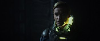 Movie still from “Prometheus” (2012), directed by Ridley Scott – Close Up shot, Over the shoulder angle