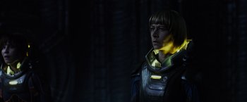 Movie still from “Prometheus” (2012), directed by Ridley Scott – Close Up shot, Over the shoulder angle