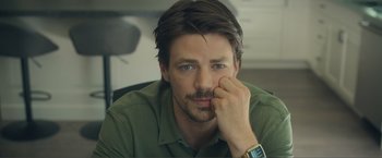 Movie still from “Puppy Love” (2023), directed by Richard Alan Reid – A person with his hand on his face; Close Up shot, Over the shoulder angle