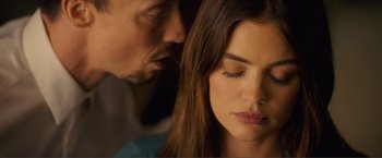 Movie still from “Puppy Love” (2023), directed by Richard Alan Reid – A person and a man; Close Up shot, Over the shoulder angle